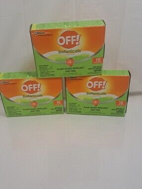 OFF! Botanicals 10 CT  Mosquito Repellent Towelettes Plant Based Deet Free-3 Pkg